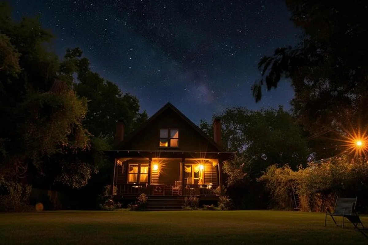 senior woman looking at stars backyard telescope night sky germany