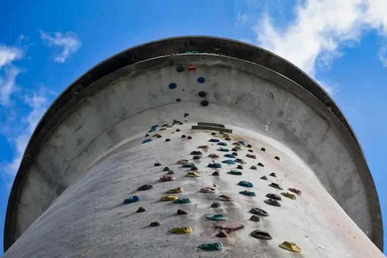 water climbing wall close-up architecture