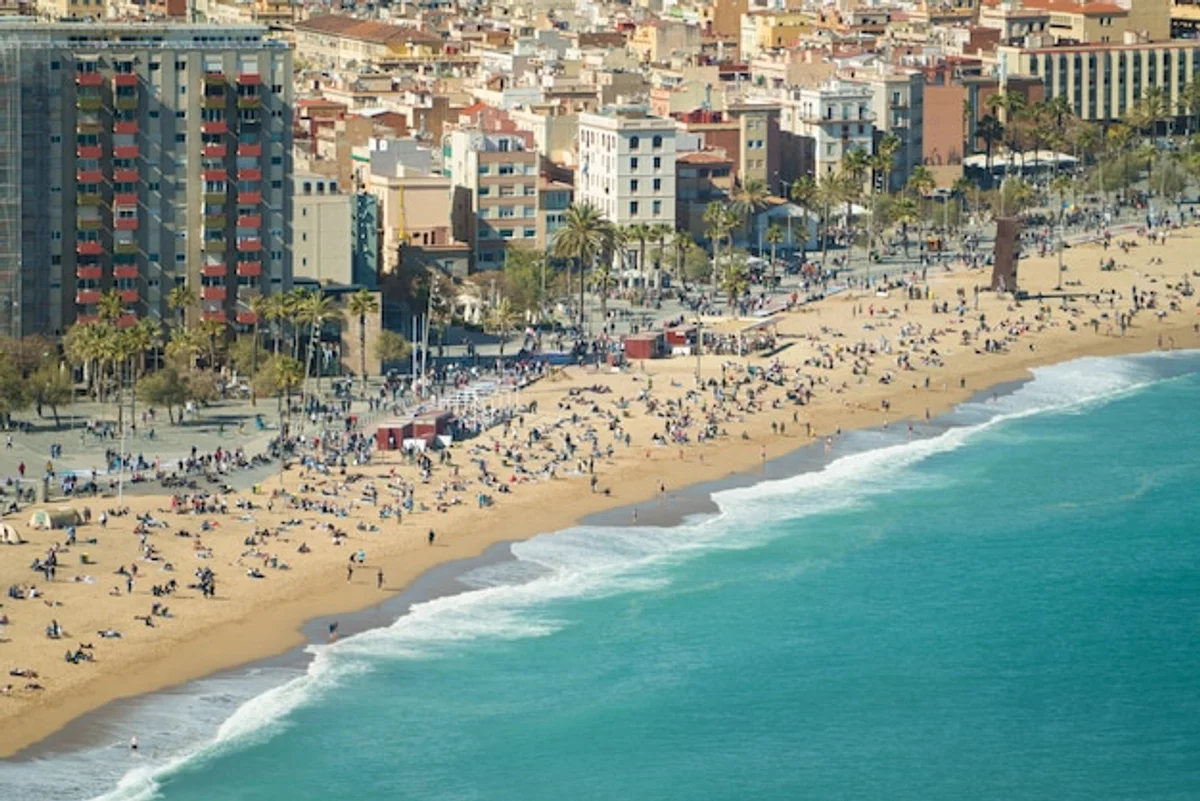 aerial view of Mediterranean coast beach Spain
