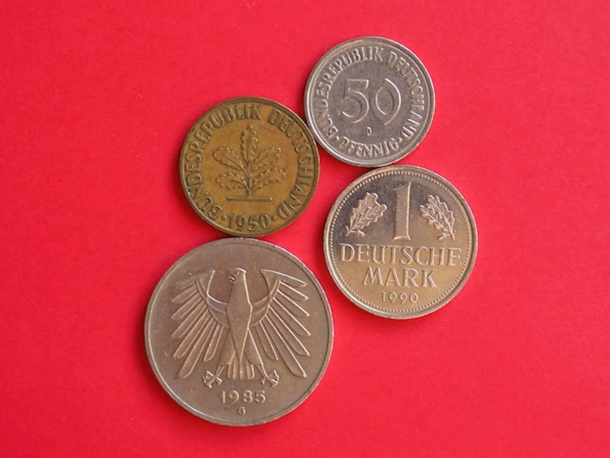 vintage german coins collection home table