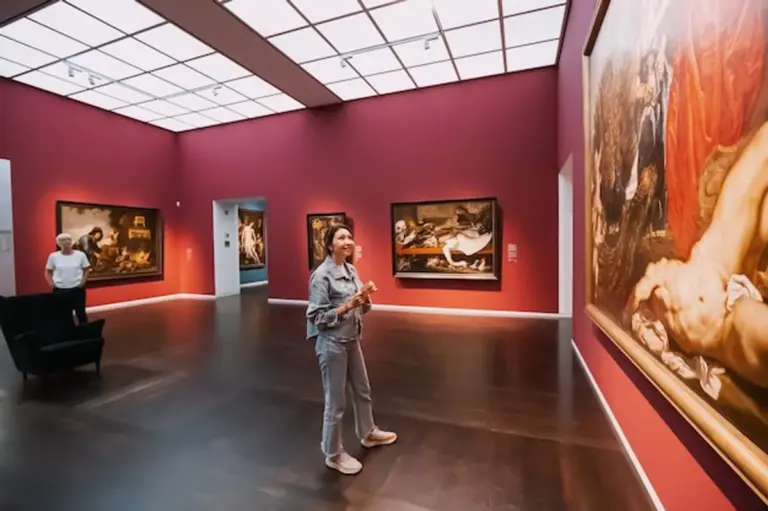 elderly people visiting art museum germany bright interesting