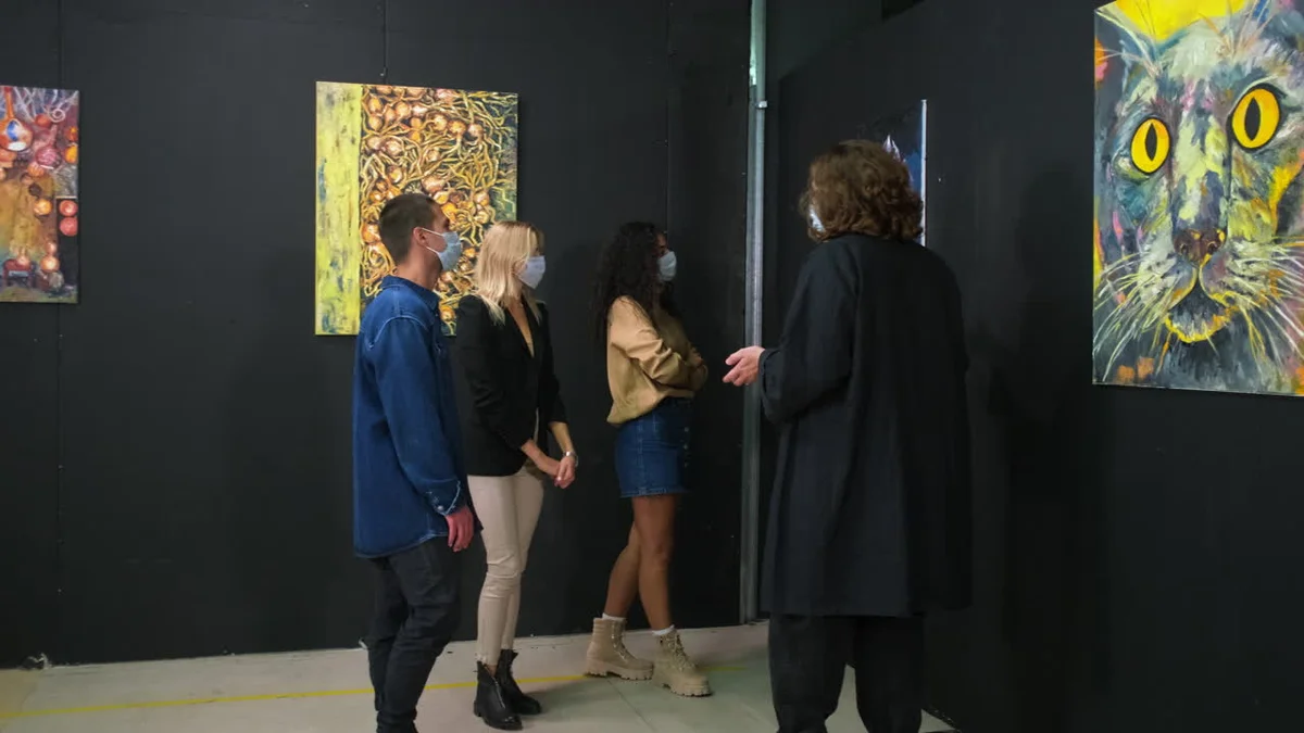 elderly couple enjoying modern art museum in germany