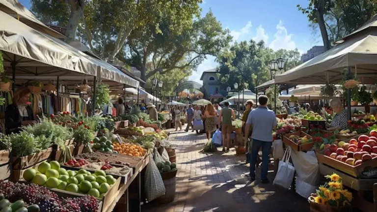 German farmers market fresh produce sunny day