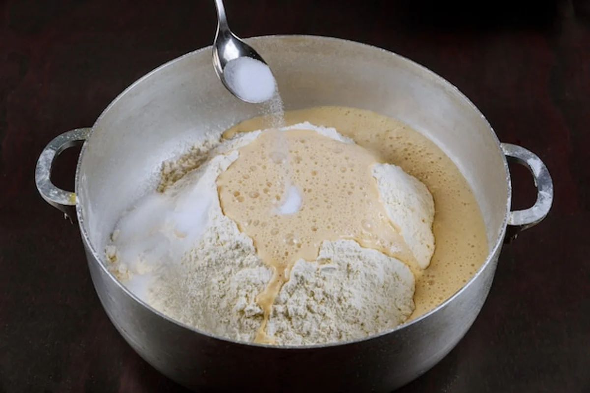 Too much salt in bread dough close up