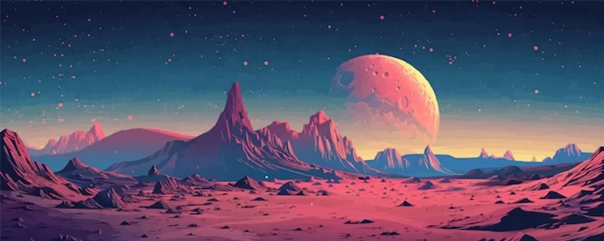 Mars blue sunset surface