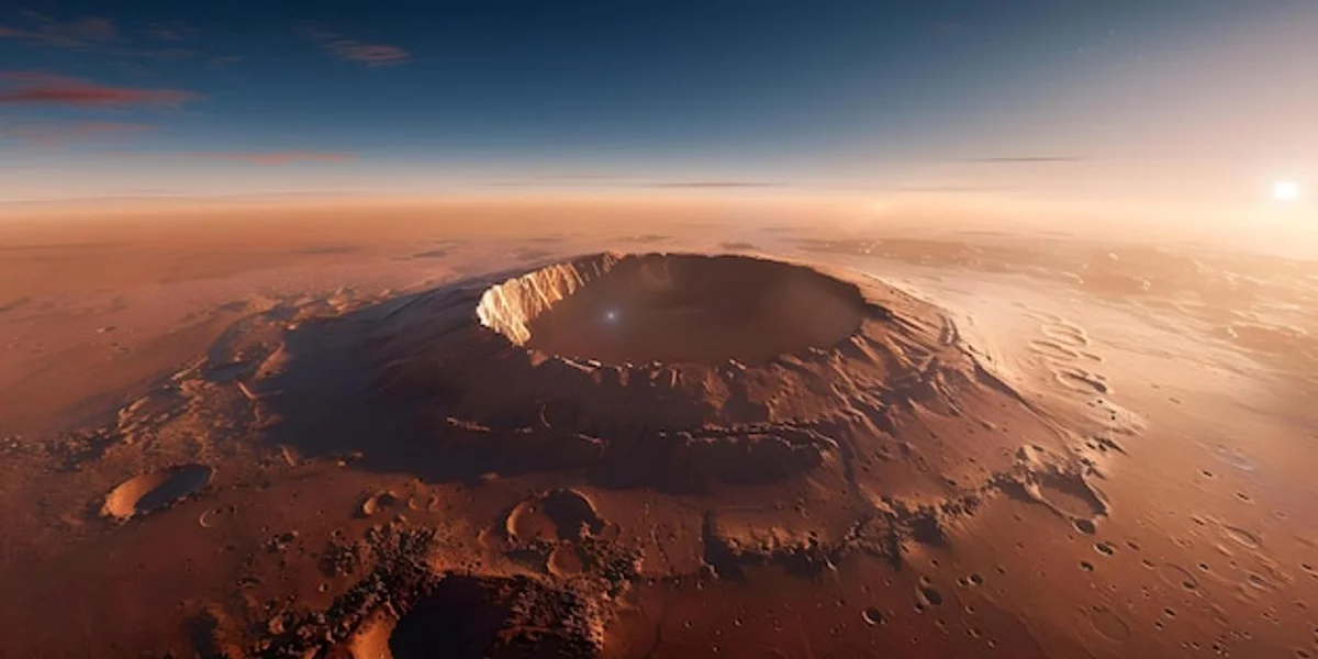 Olympus Mons volcano on Mars landscape