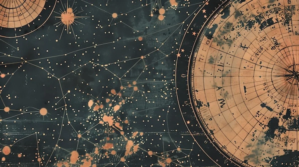 vintage compass on night sky background