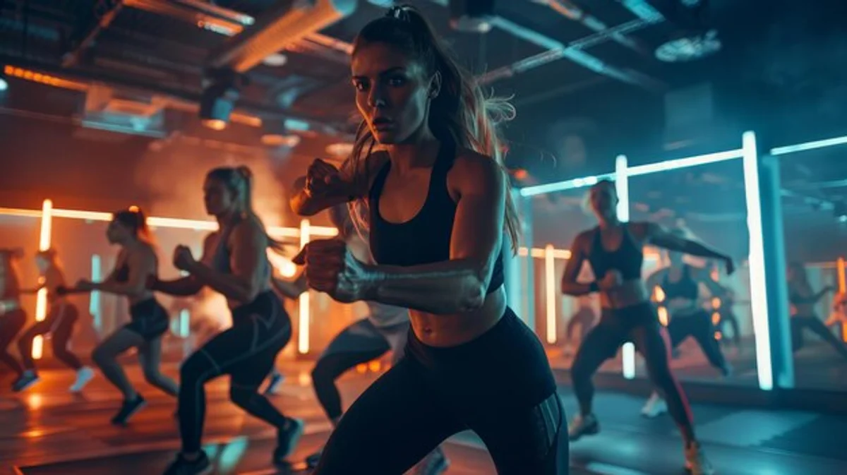 HIIT workout energetic group modern gym