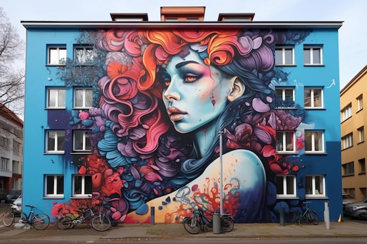 colorful street art mural germany city