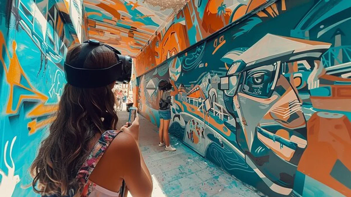 urban art installation people interacting germany