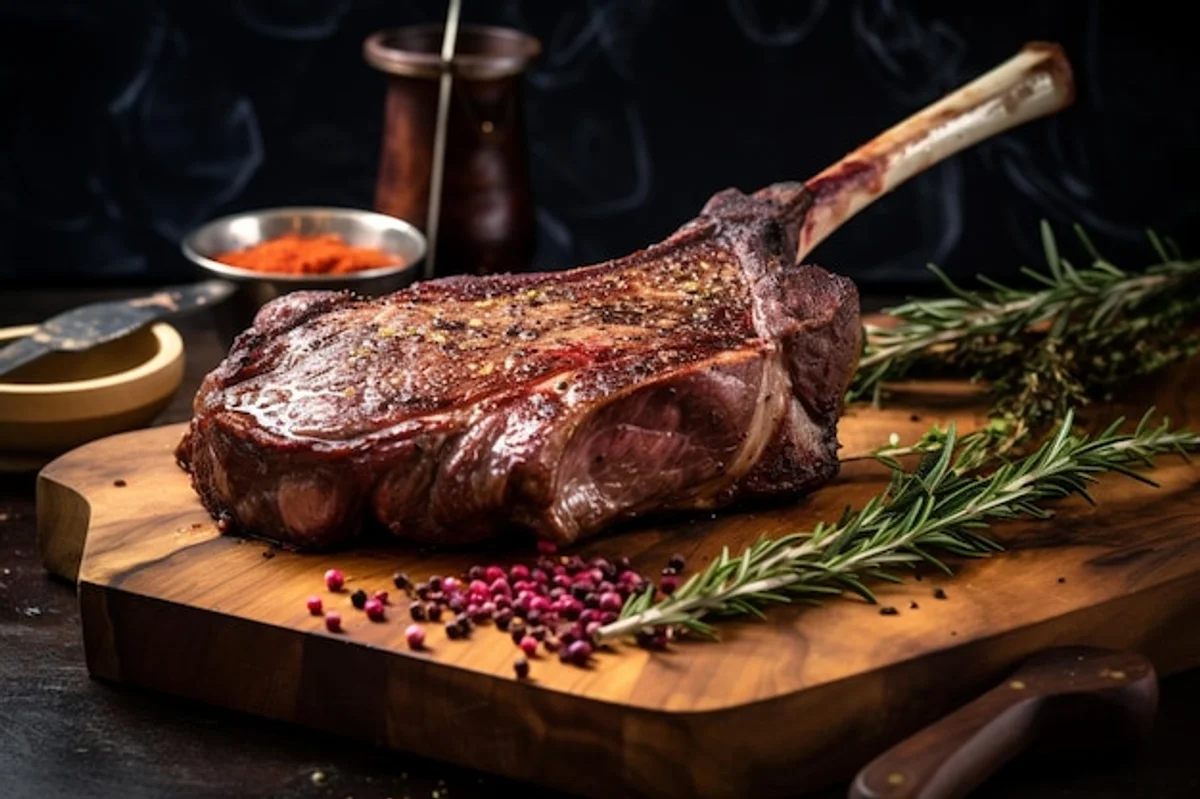 resting steak on cutting board kitchen