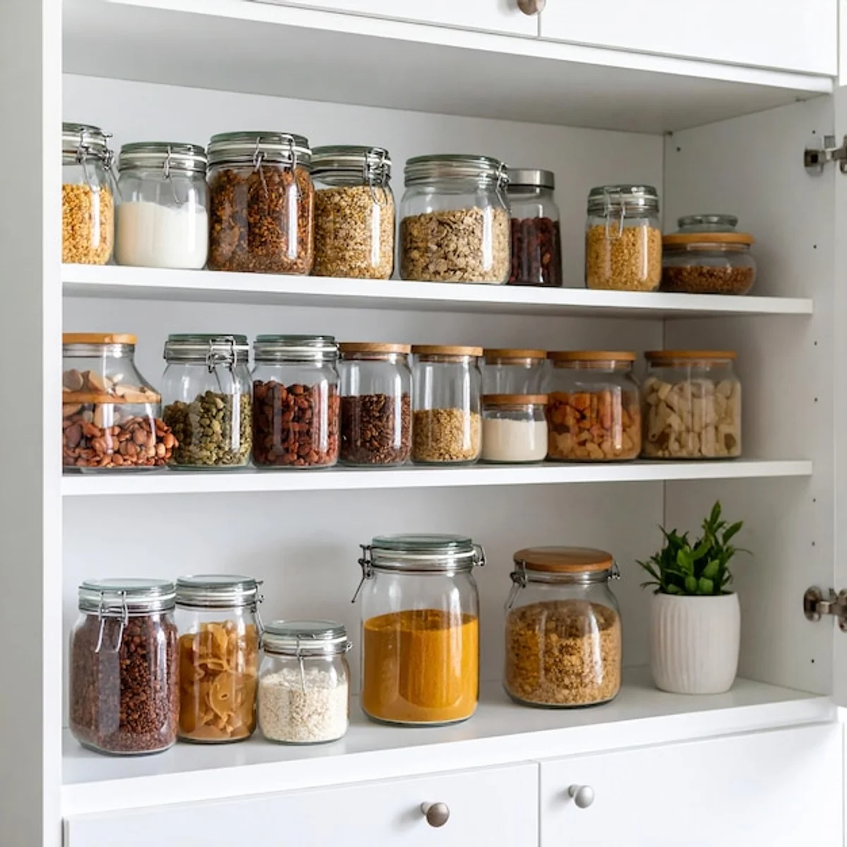 vintage spice jars organized kitchen