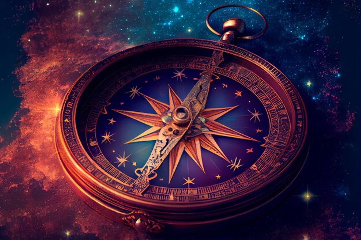 old compass and starry night sky photography