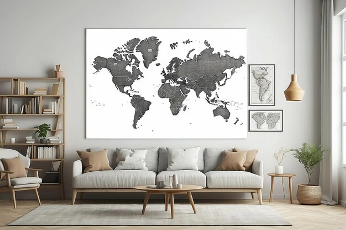 vintage map wall home decor idea