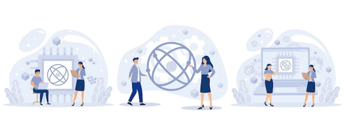 business professionals discussing quantum technology