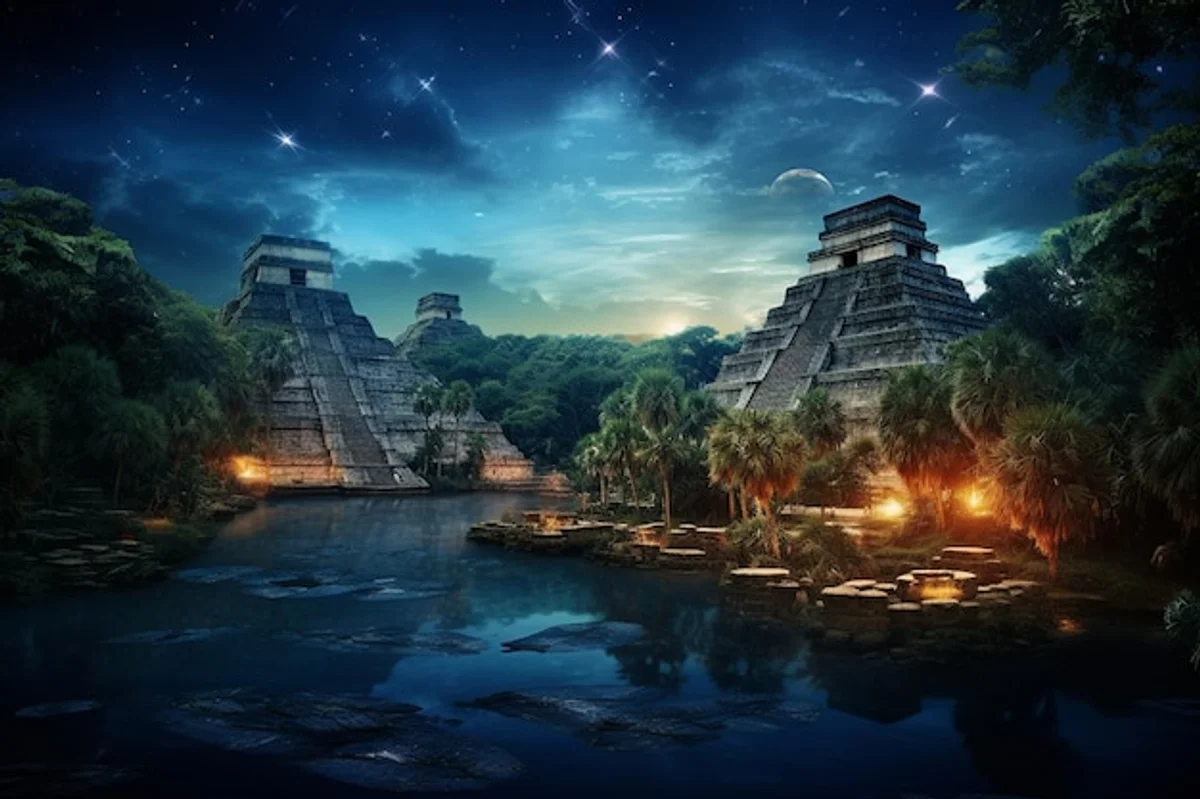 maya ancient astronomy temple night sky