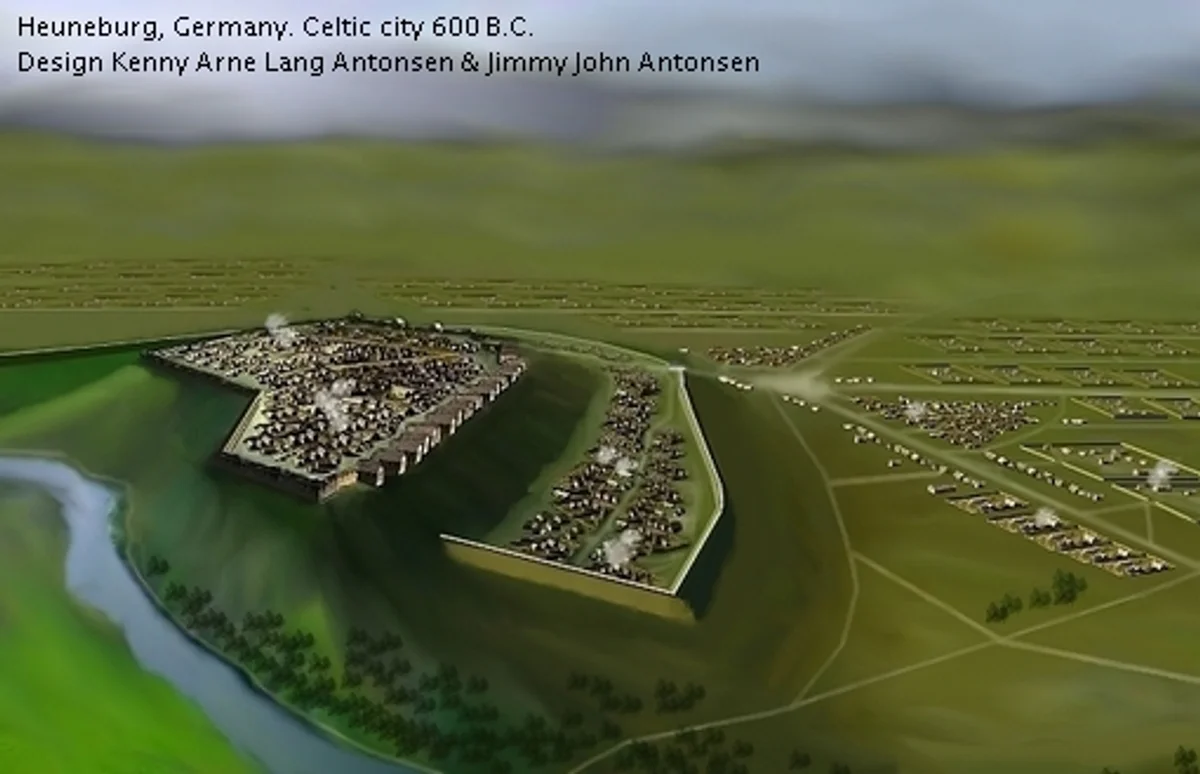 kelten oppidum reconstruction germany ancient city aerial view