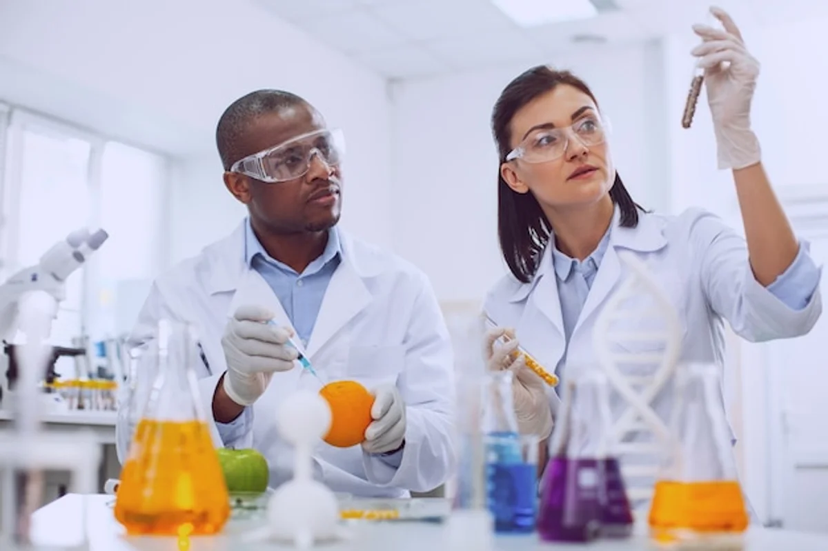 scientist testing genetically modified vegetables laboratory