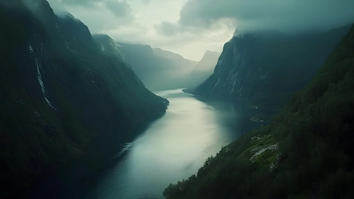 norway fjord aerial view dramatic landscape