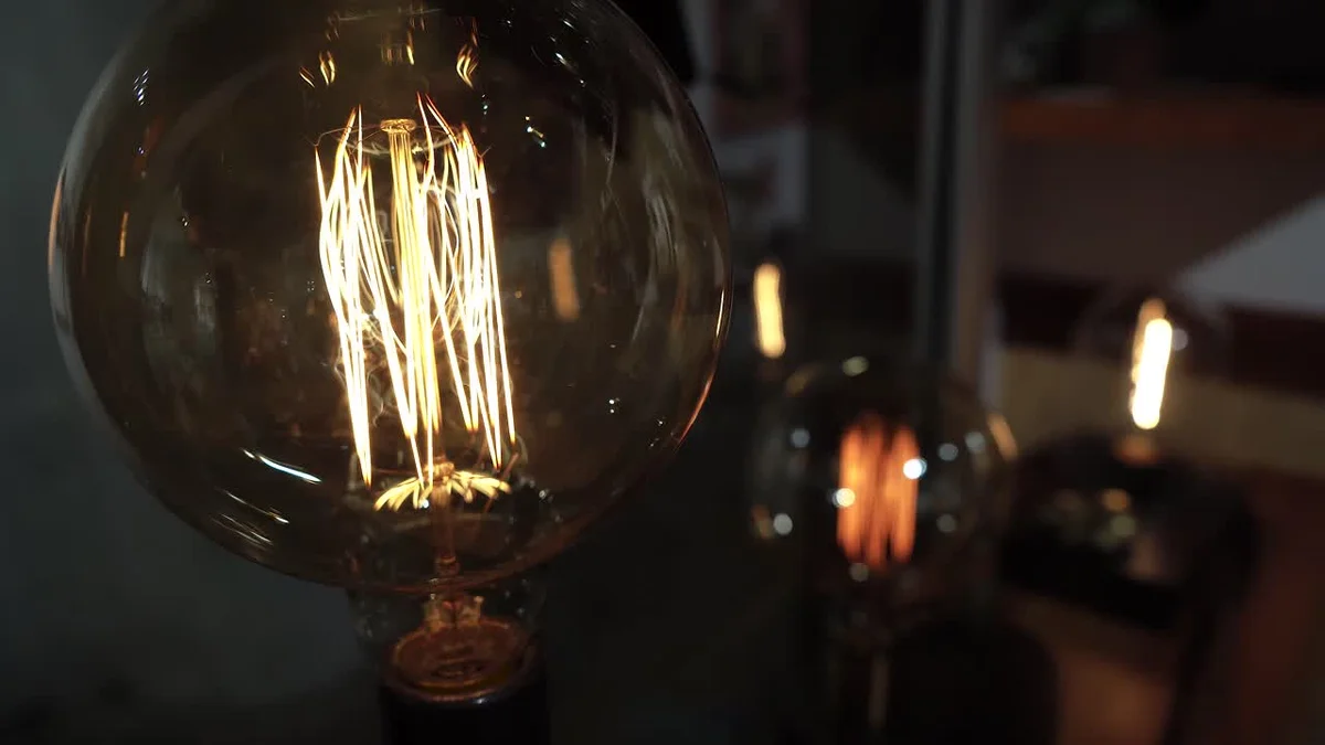 old tungsten filament bulb closeup science lab
