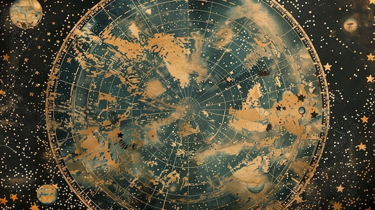 antique celestial map close-up