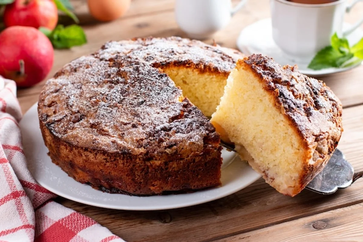 homemade cake baked with applesauce