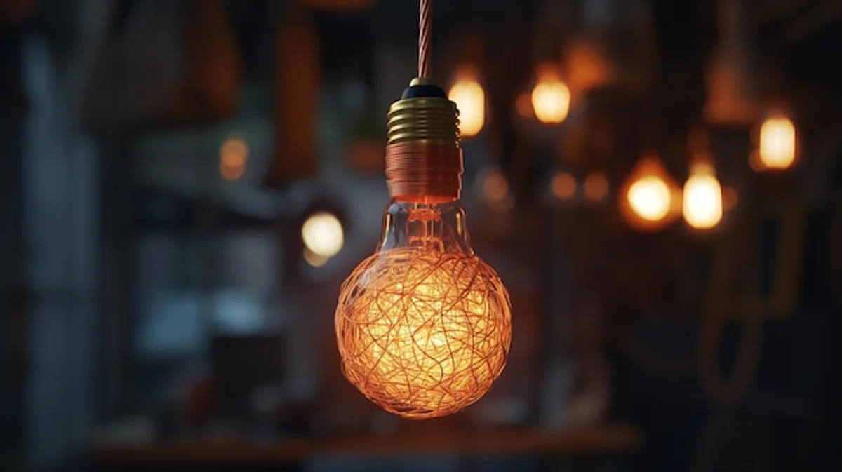 vintage light bulb glowing cozy interior