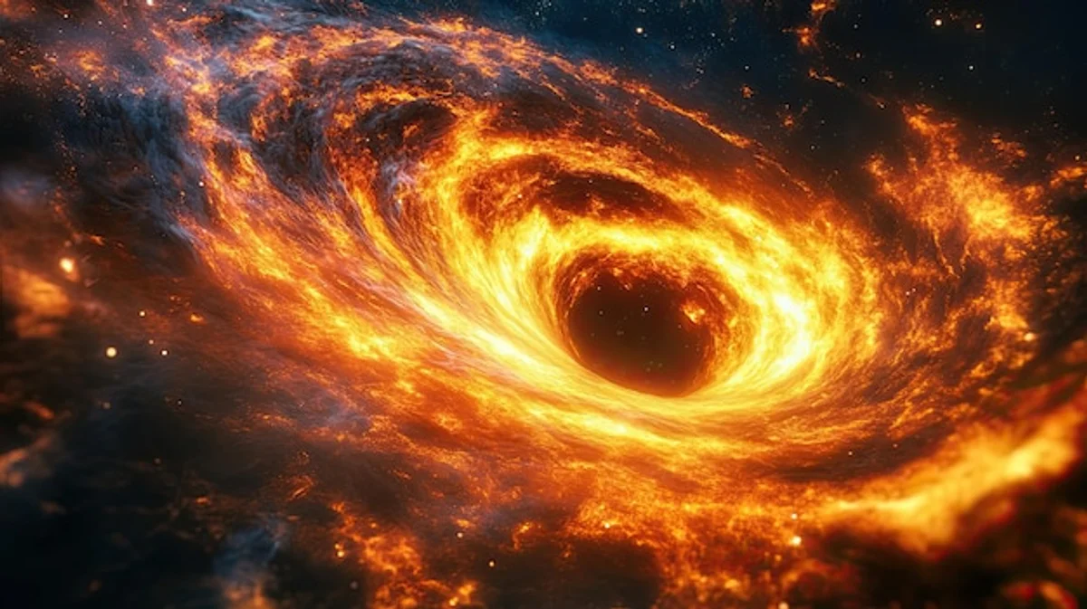 accretion disk around black hole, glowing light