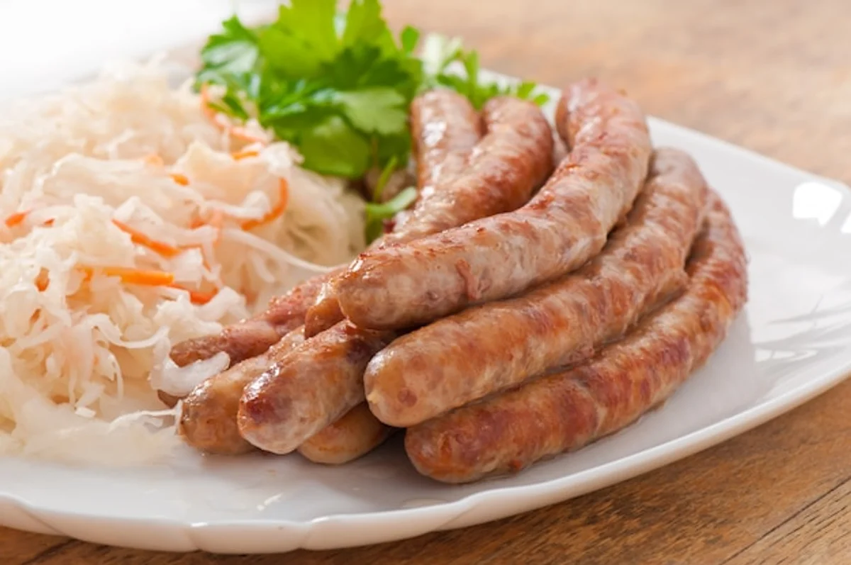 german sauerkraut with apple served rustic table