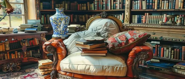 vintage book collection German living room