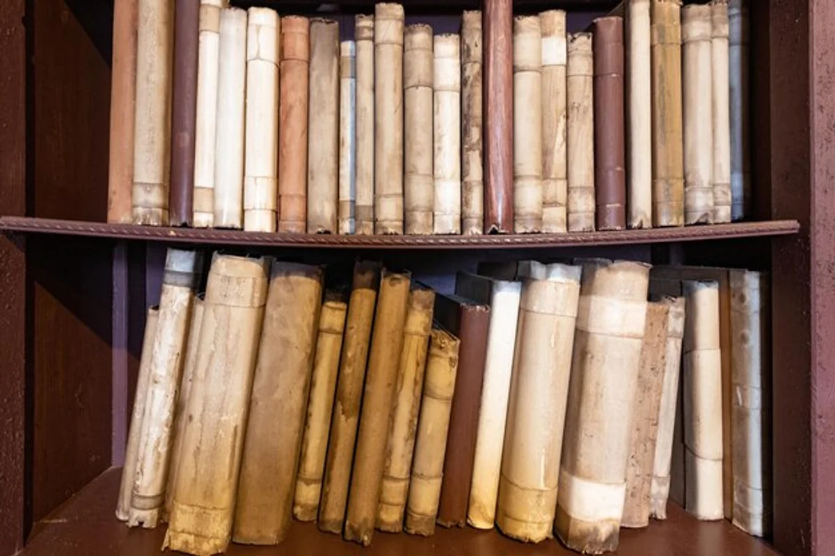 vintage library old books shelf closeup
