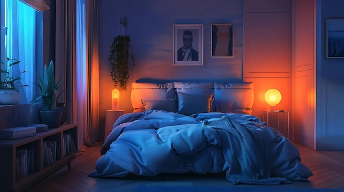 modern bedroom calming blue interior design