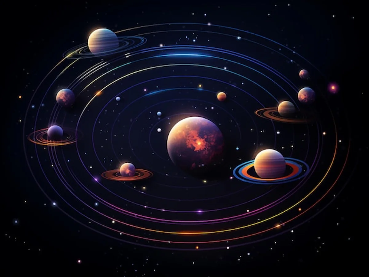 mysterious new planet in our solar system, scientific illustration, dark space