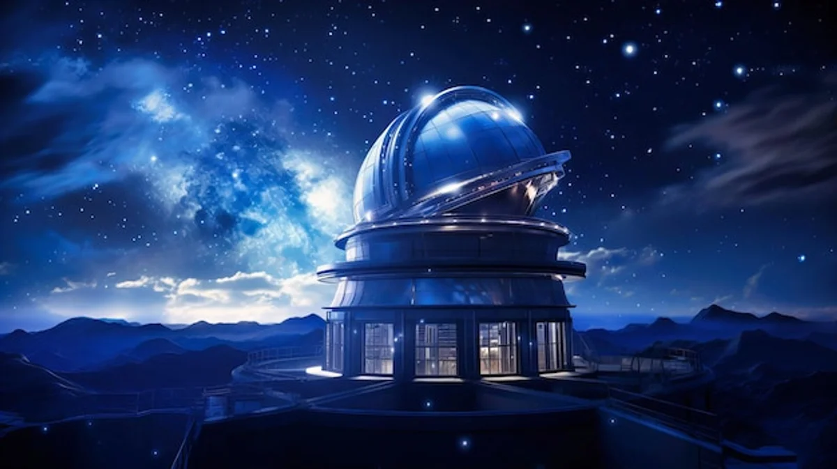 astronomer searching for new planet, telescope at night, european observatory