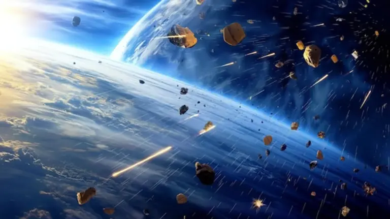 asteroid approaching earth dramatic sky