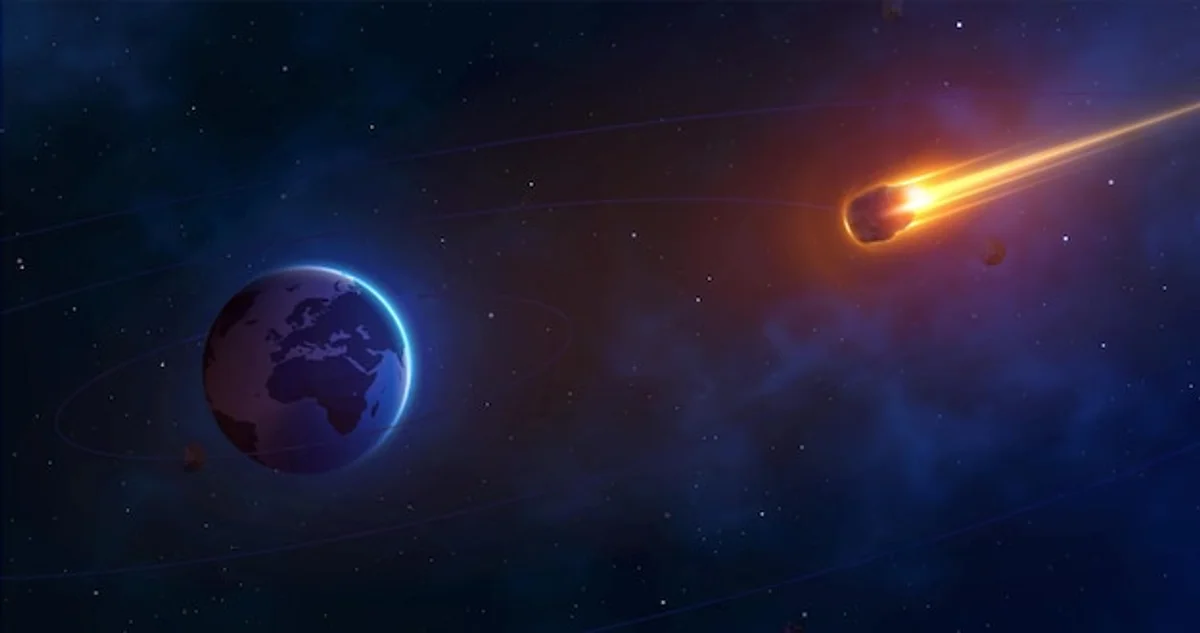 asteroid impact earth realistic illustration