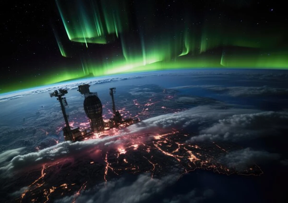 northern lights earth from space astronaut view