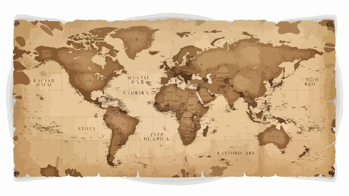 vintage world map wall decor