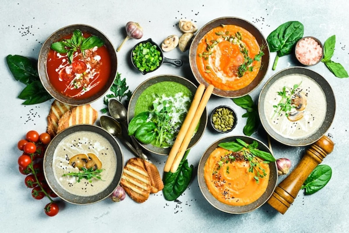 delicious superfood soup for seniors with colorful vegetables