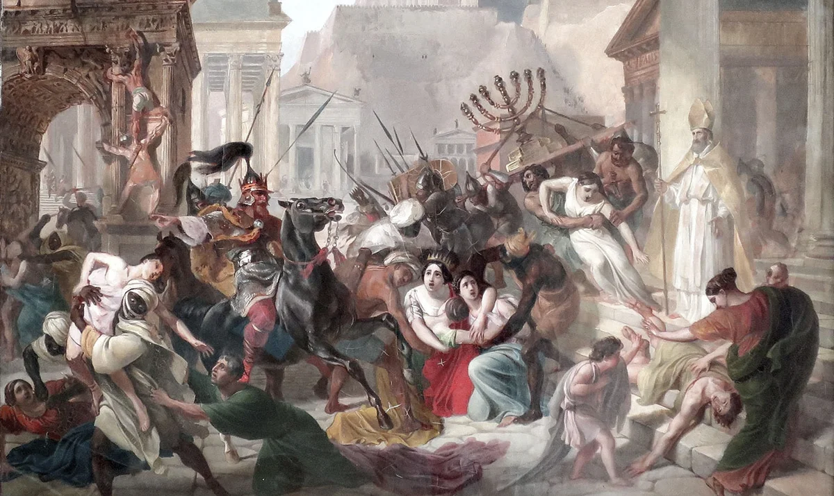 modern decline versus ancient empire collage visual contrast