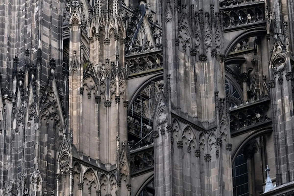 Cologne Cathedral old construction black and white