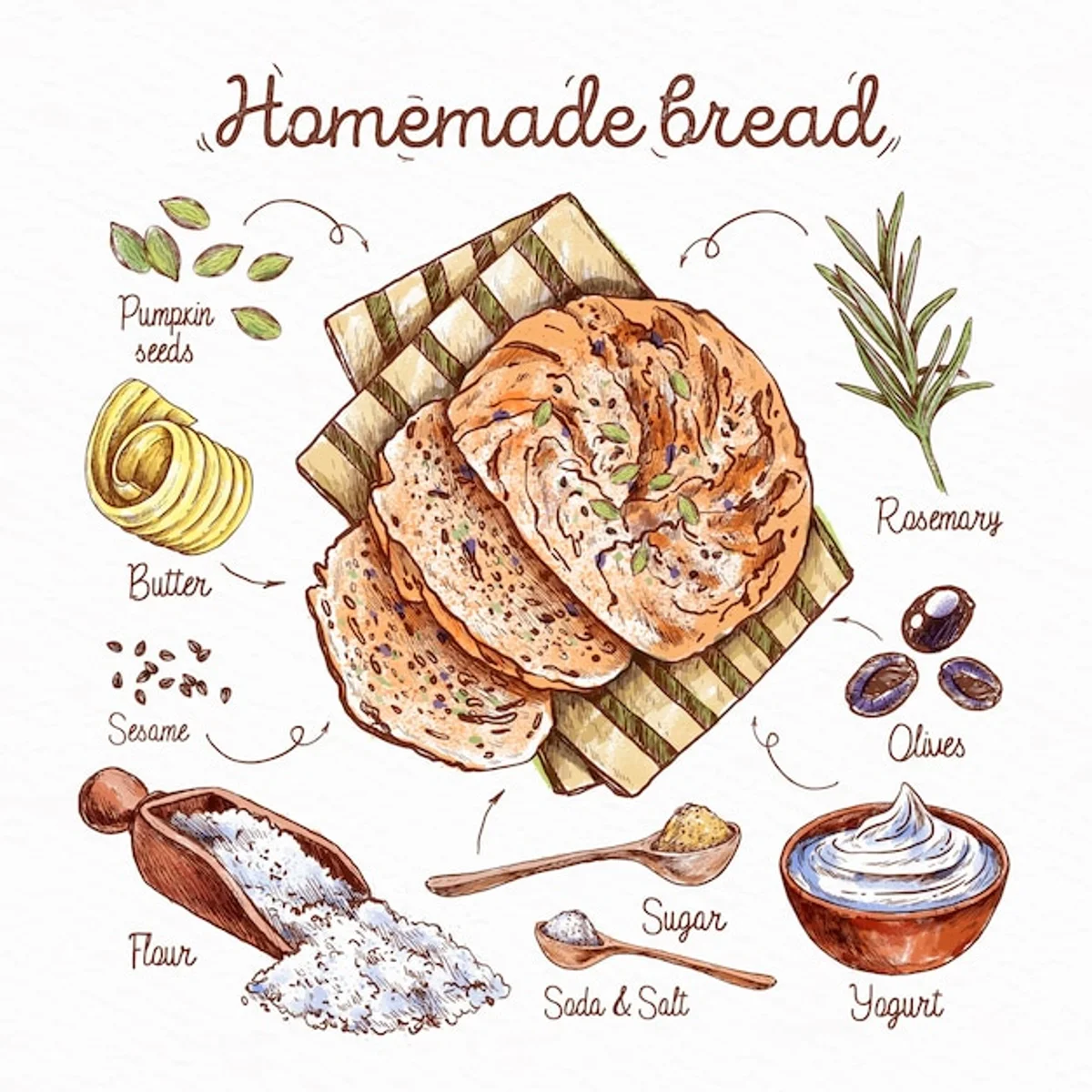 fresh homemade bread without salt sugar rustic kitchen