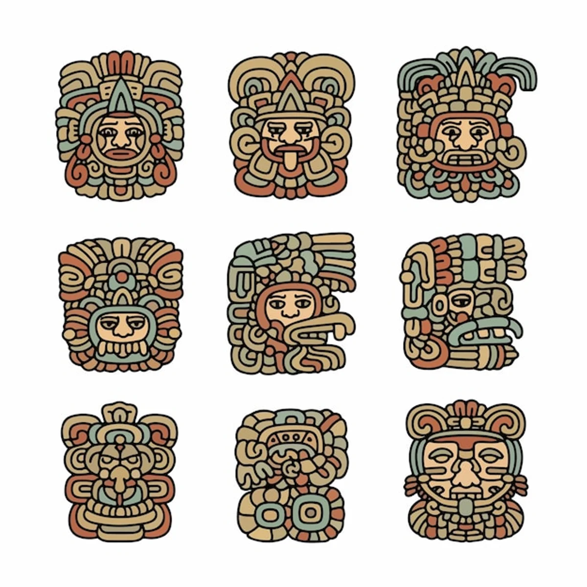 maya mathematic symbols ancient calendar art