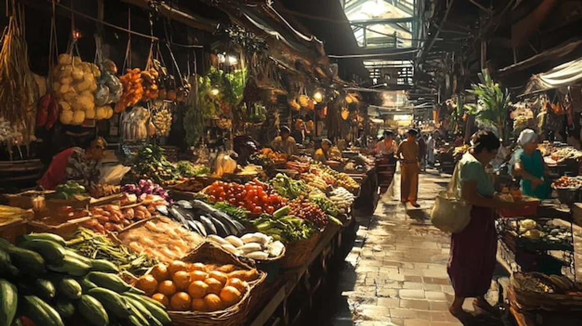 busy southeast asia street market night vibrant