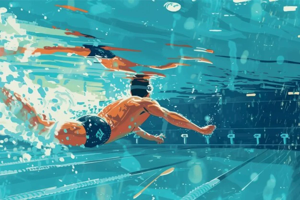 olympic swimmer race action underwater