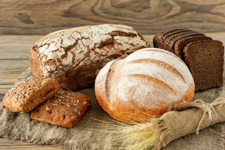 natural homemade bread on wooden table healthy rustic