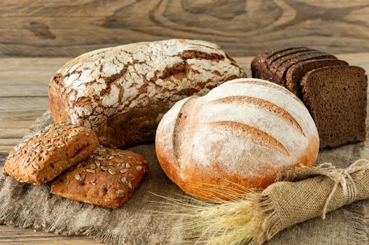 natural homemade bread on wooden table healthy rustic