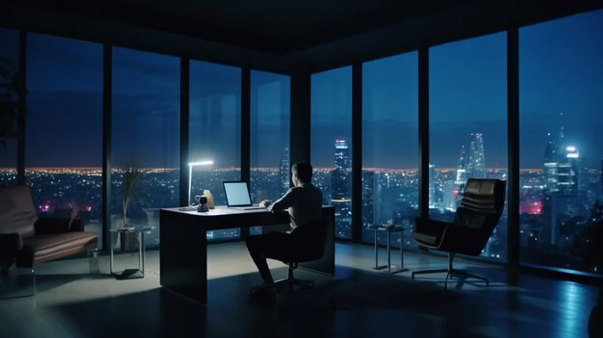 deep focus minimal desk office window