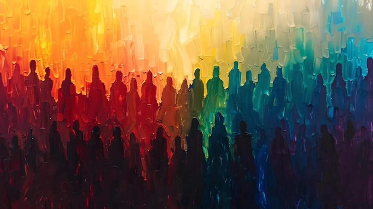 expressionist modern art gallery crowd vivid colors