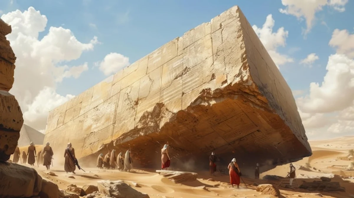 ancient egypt pyramid workers teamwork aerial